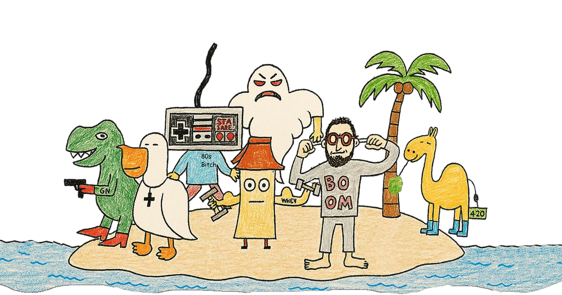Sneaky island full of characters